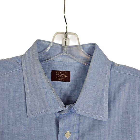 Graham & Gunn Men S* Dress Shirt Light Blue Business Casual Modest Neutral Shirt - Picture 7 of 16